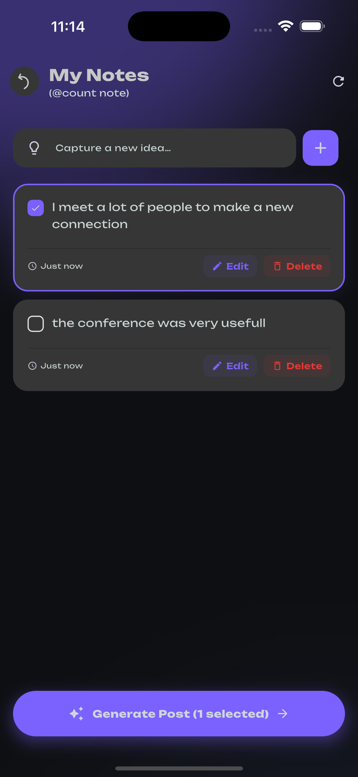 Notes with Generate Post